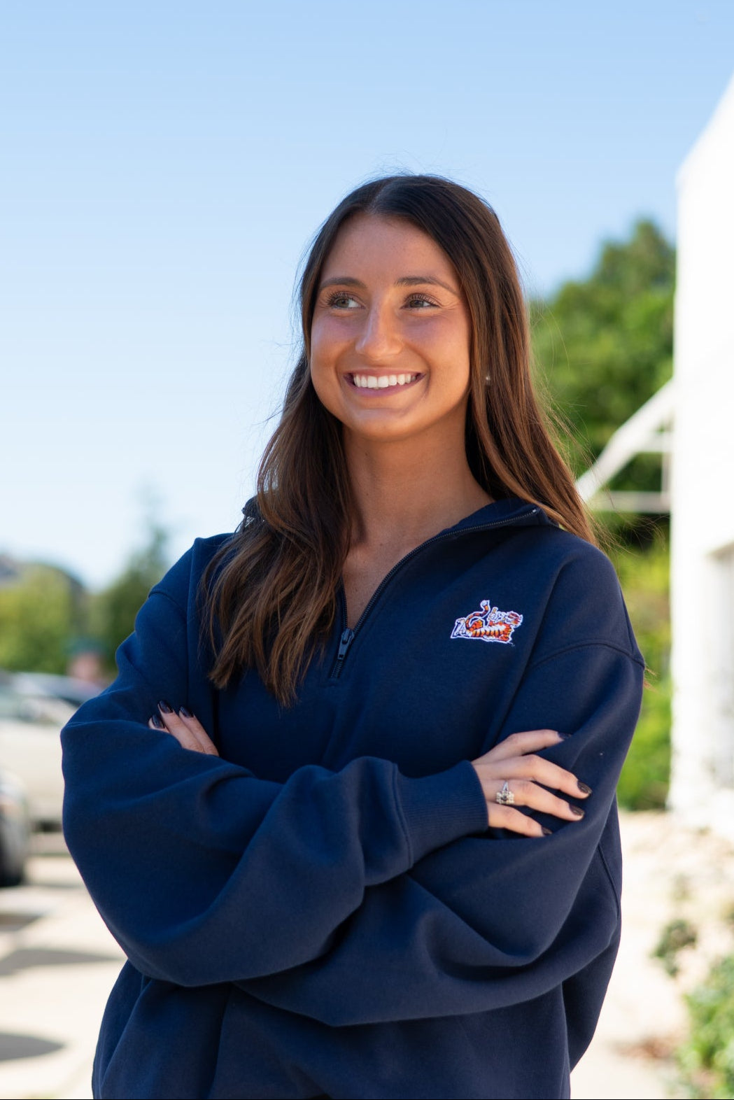 Auburn University Navy ¼ Zip Sweatshirt with Original Aubie Logo Embroidery