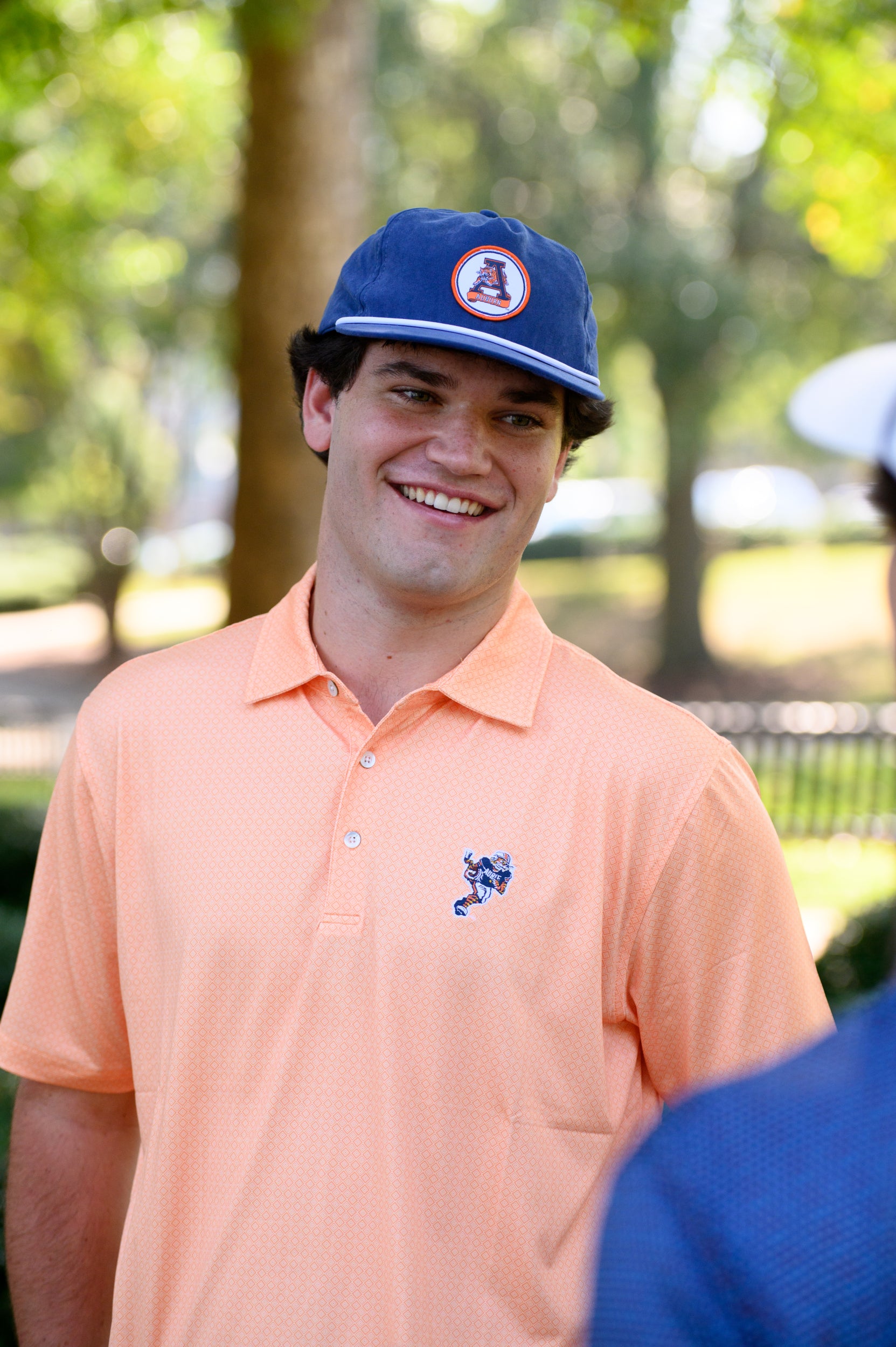 Auburn University Orange Men’s Diamond Polo with the Original Aubie Football Logo embroidery