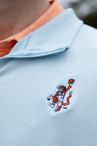 Auburn University Light Blue Stripe ¼ Zip Pullover with the Original Aubie Basketball Logo embroidery
