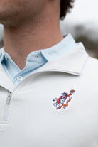 Auburn University Light Grey Stripe ¼ Zip Pullover with the Original Aubie Basketball Logo embroidery
