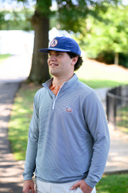 Auburn University Navy Stripe ¼ Zip Pullover with the Original Aubie Logo embroidery