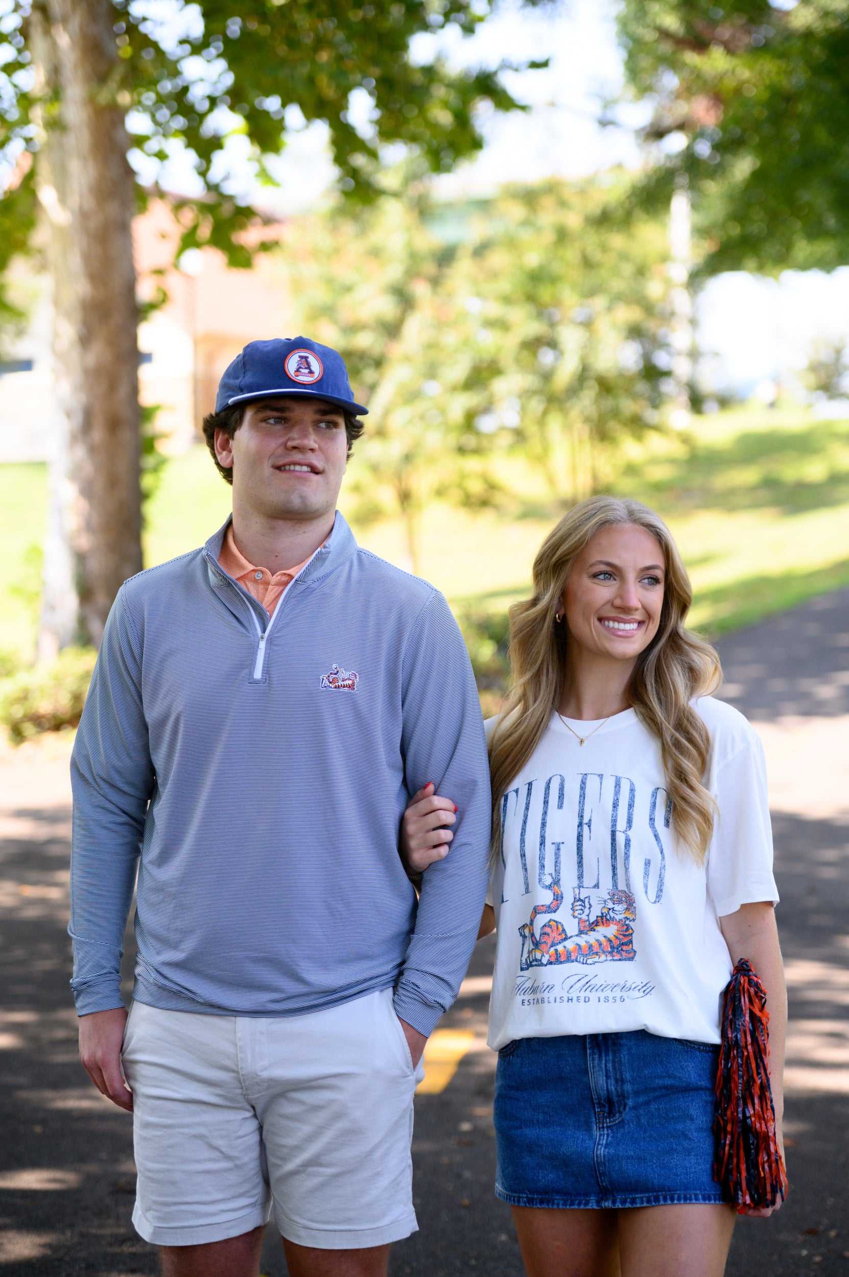 Auburn University Navy Stripe ¼ Zip Pullover with the Original Aubie Logo embroidery