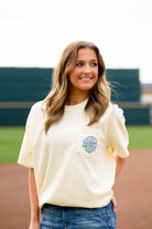 University of Alabama Ivory Front Pocket Design with a disco ball and text “Alabama Softball”