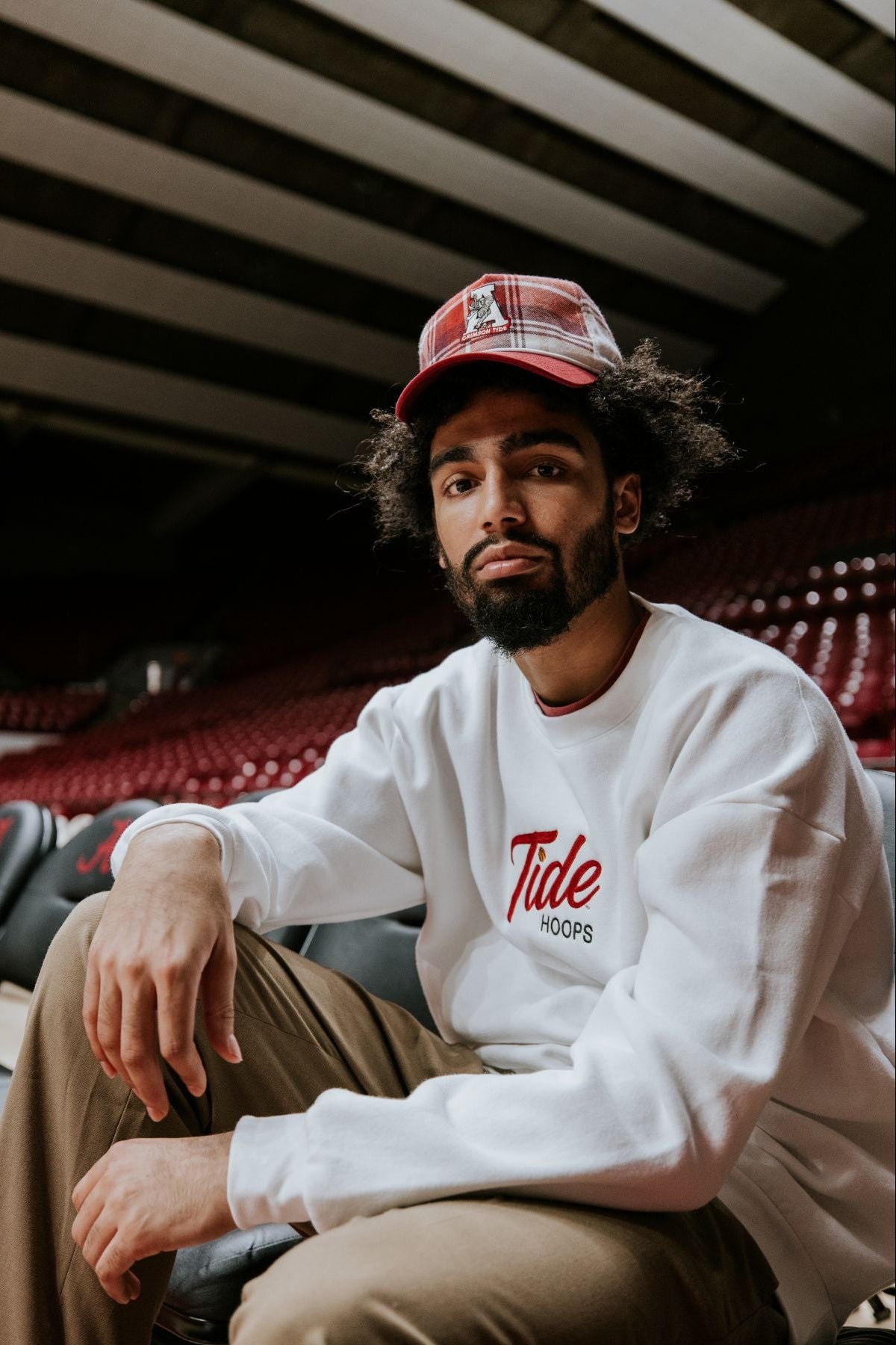 University of Alabama Crimson Plaid Hat with a White Vintage A Logo Patch