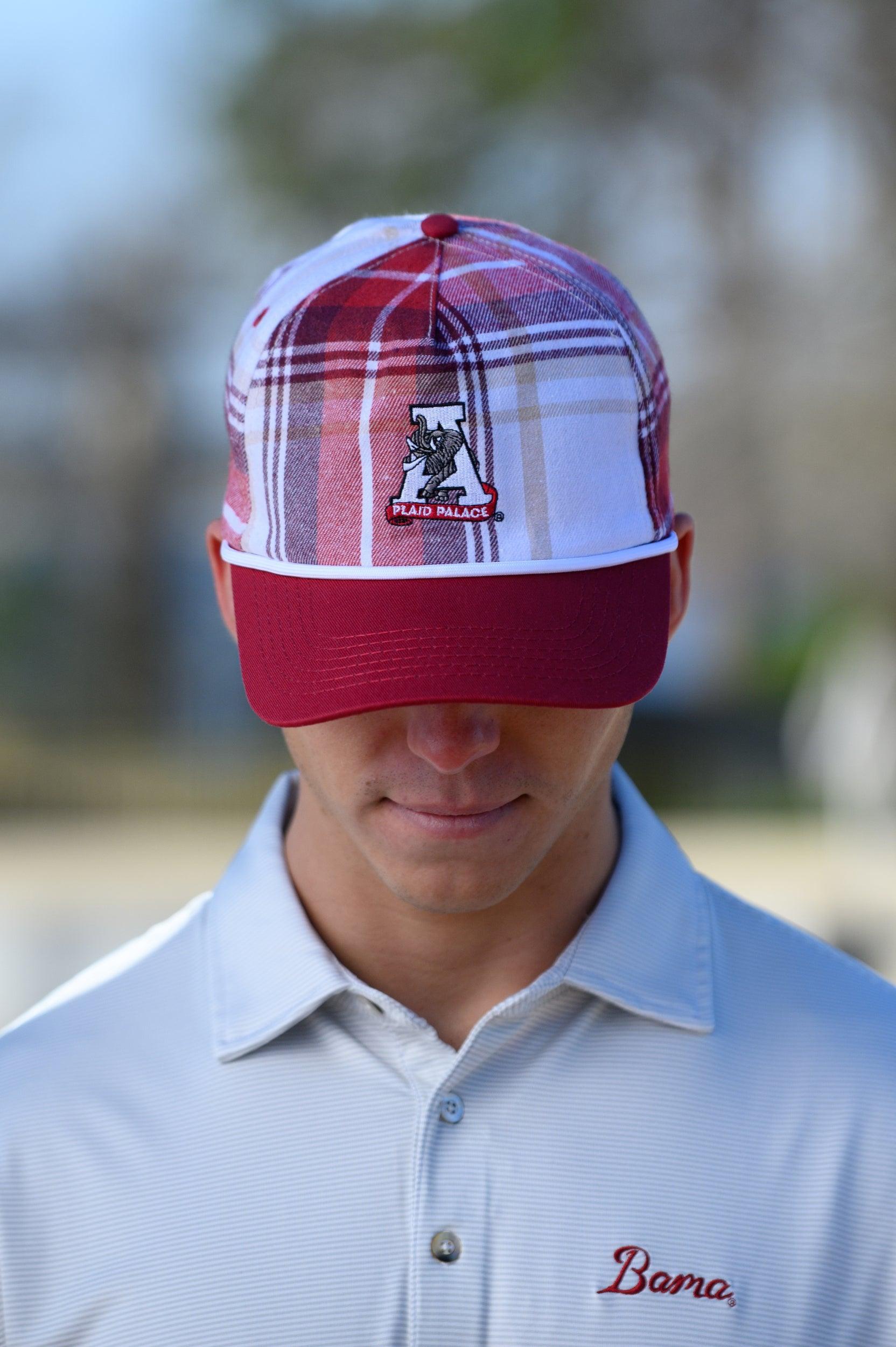 University of Alabama Crimson Plaid Hat with a White Vintage A Logo Patch