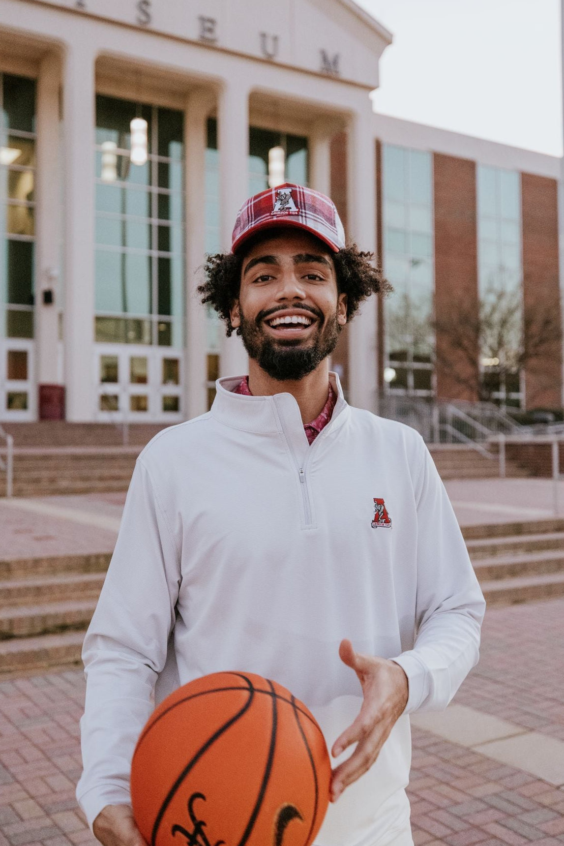 University of Alabama Crimson Plaid Hat with a White Vintage A Logo Patch