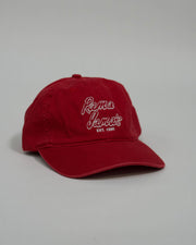 Rama Jama’s Red Dad Hat with White “Rama Jama’s” logo embroidery