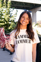 University of Alabama White Ladies Tee with Black Text “Rammer Jammer”