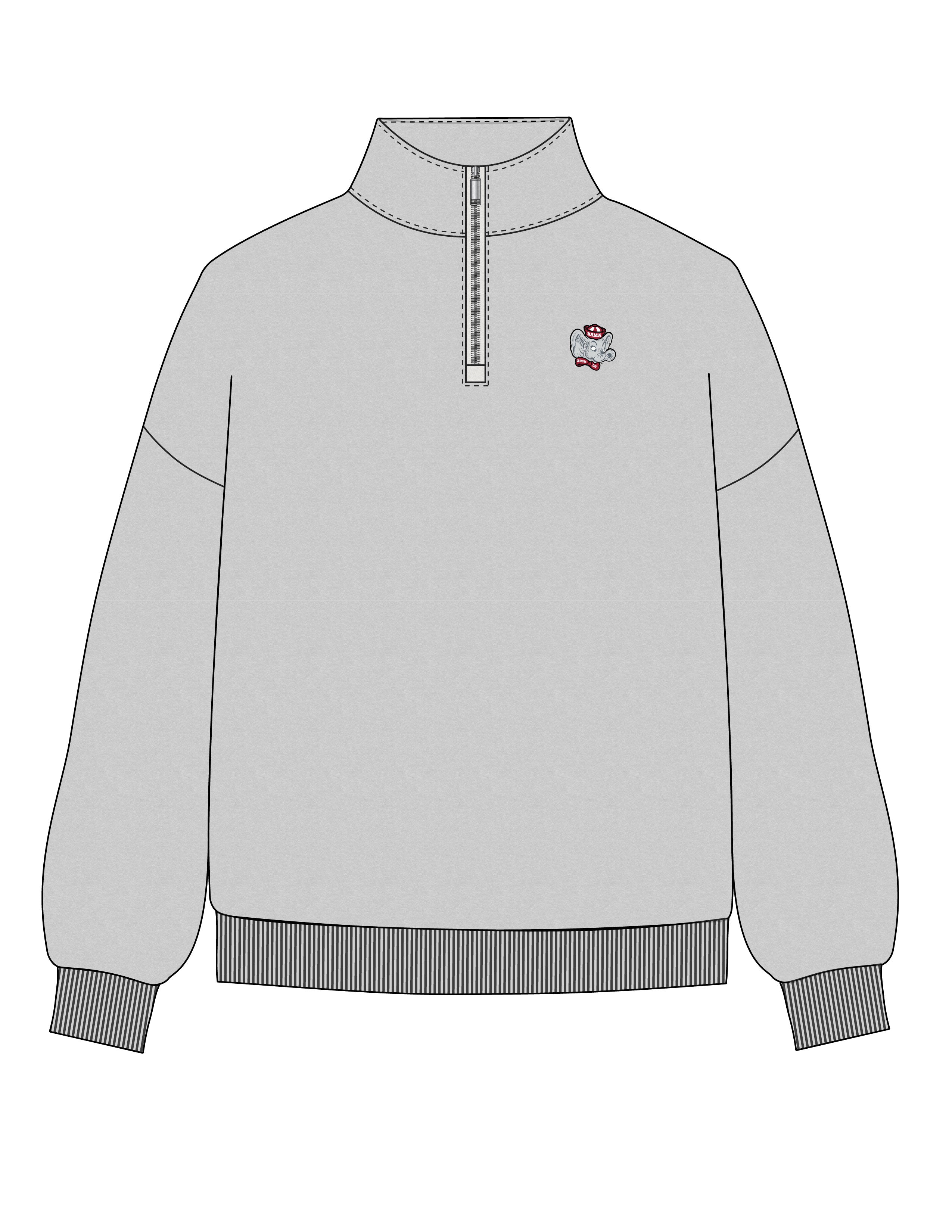 University of Alabama Grey Fleece ¼ Zip with Retro Big Al logo embroidery