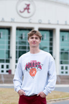 University of Alabama Light Grey Heather Sweatshirt with a Script A basketball underneath the words “Tide Hoops” 