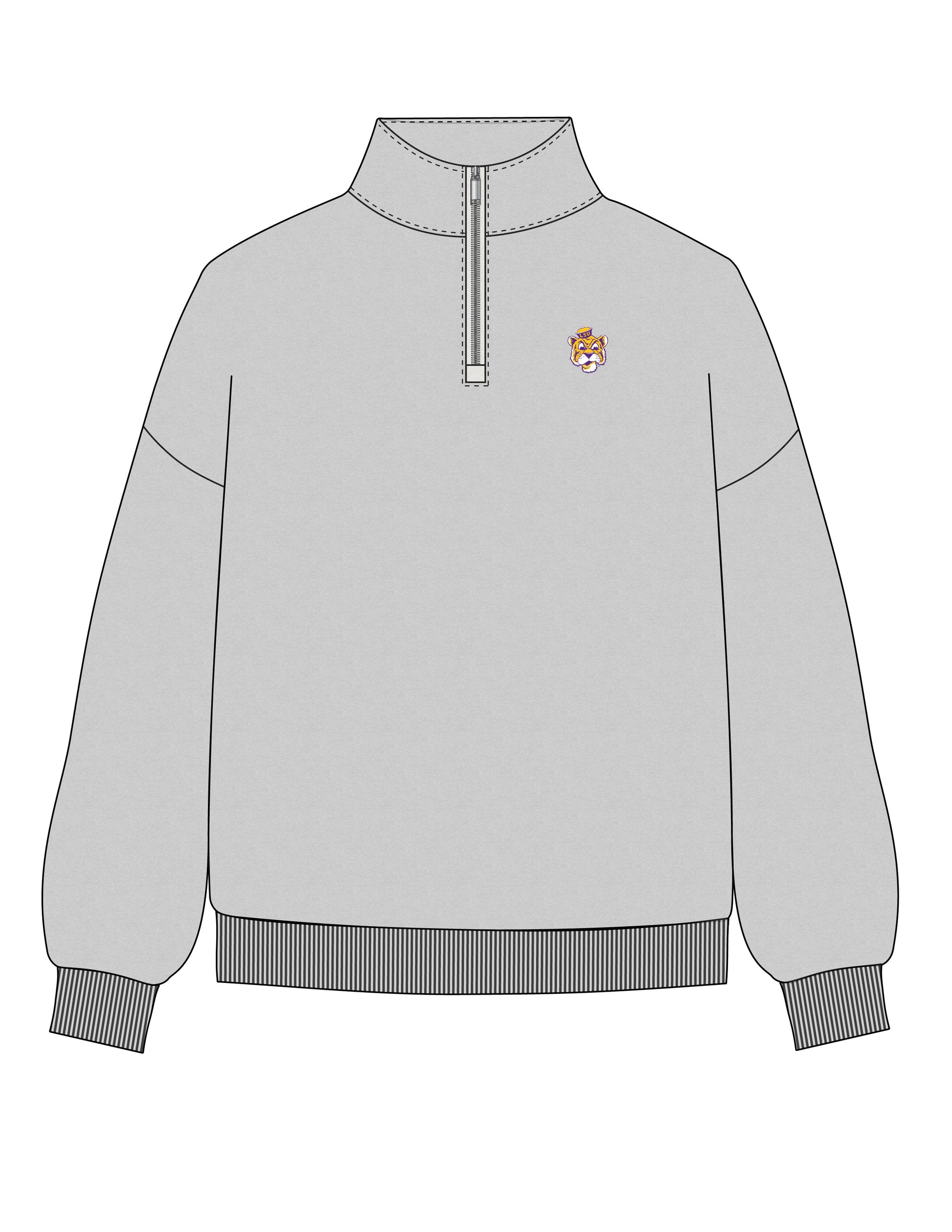 LSU Grey Fleece ¼ Zip Pullover with Retro Mike logo embroidery 