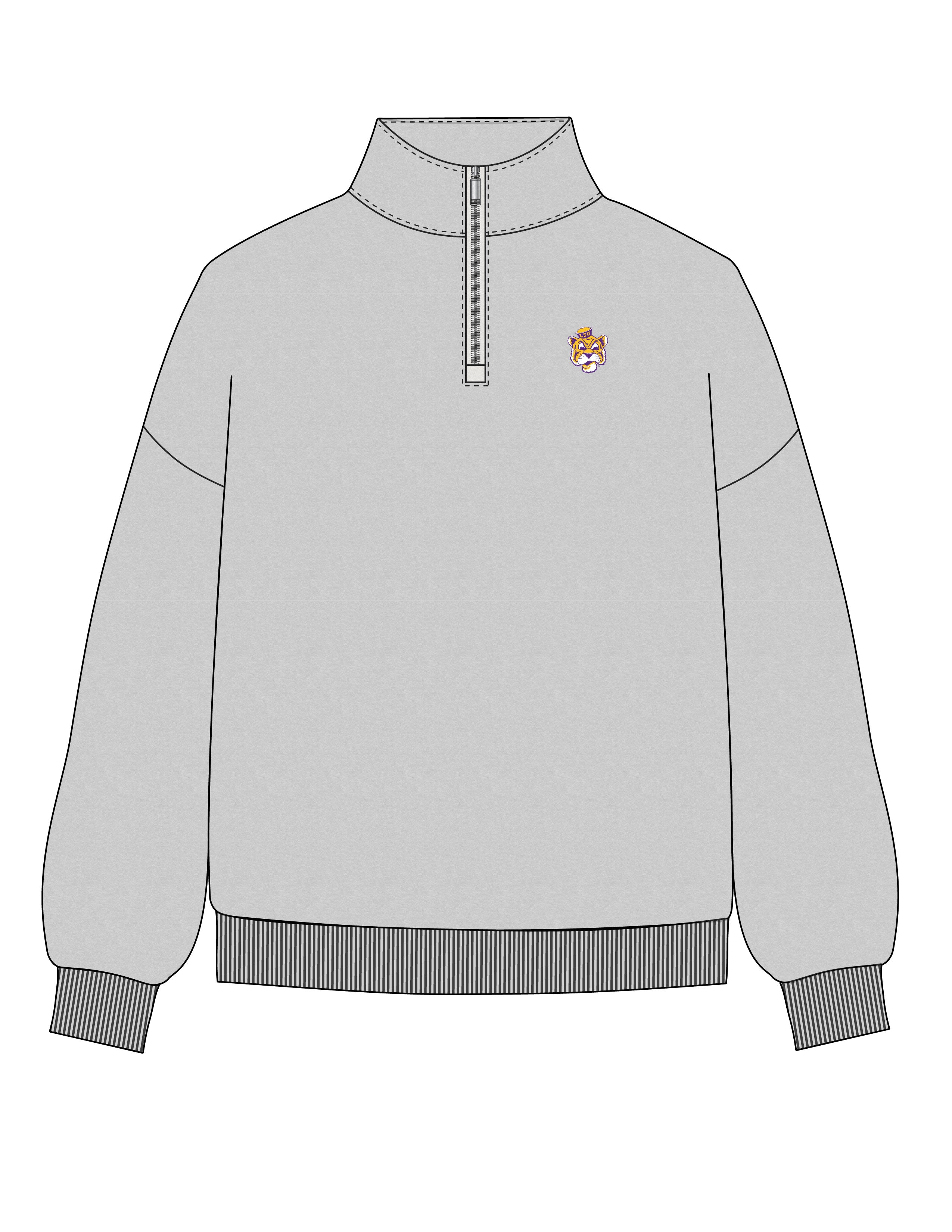 LSU Grey Fleece ¼ Zip Pullover with Retro Mike logo embroidery 