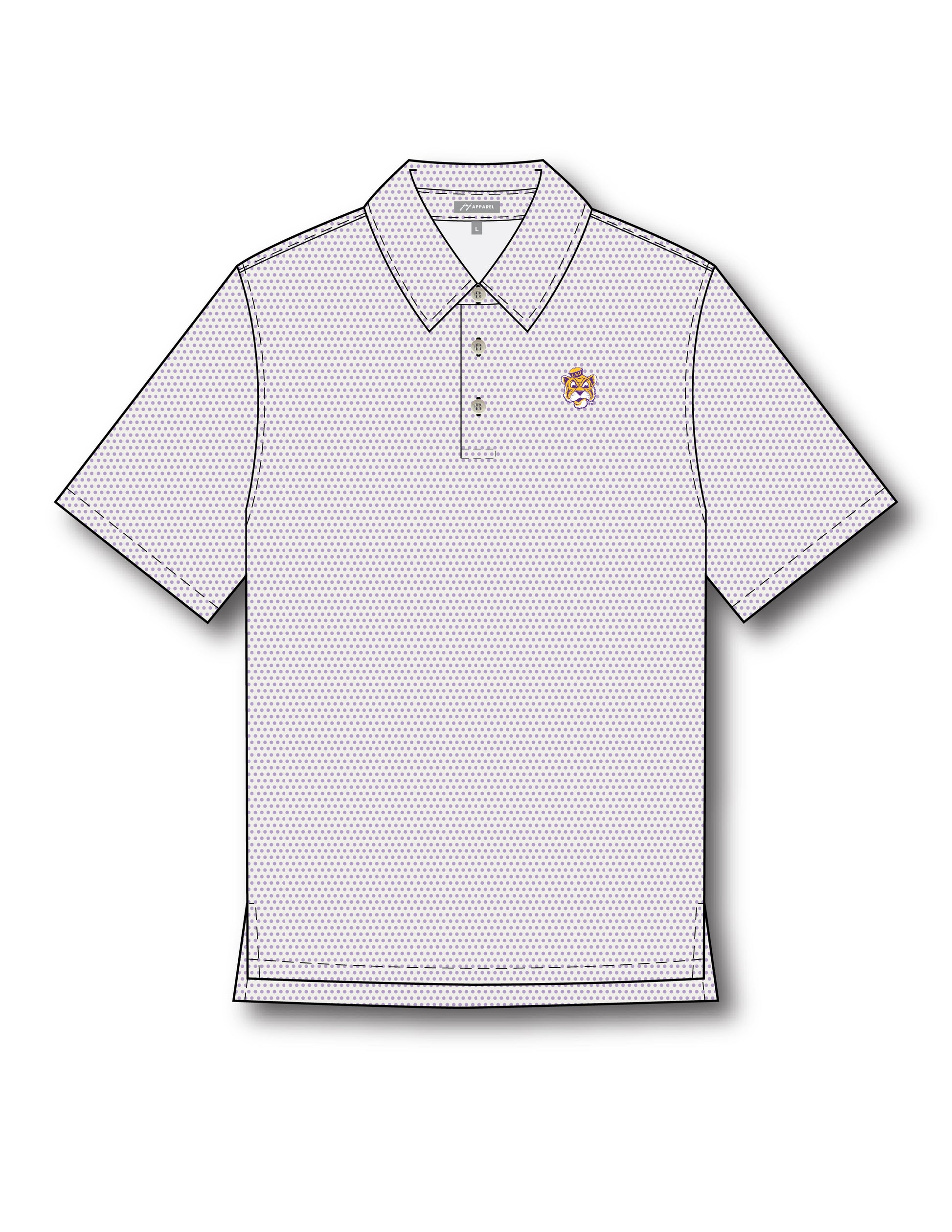 LSU Men’s Purple Dot Polo with Retro Mike logo embroidery