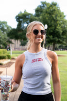 University of Alabama Grey Ladies' Tank Top with Red "Roll Tide Say It Back" embroidery