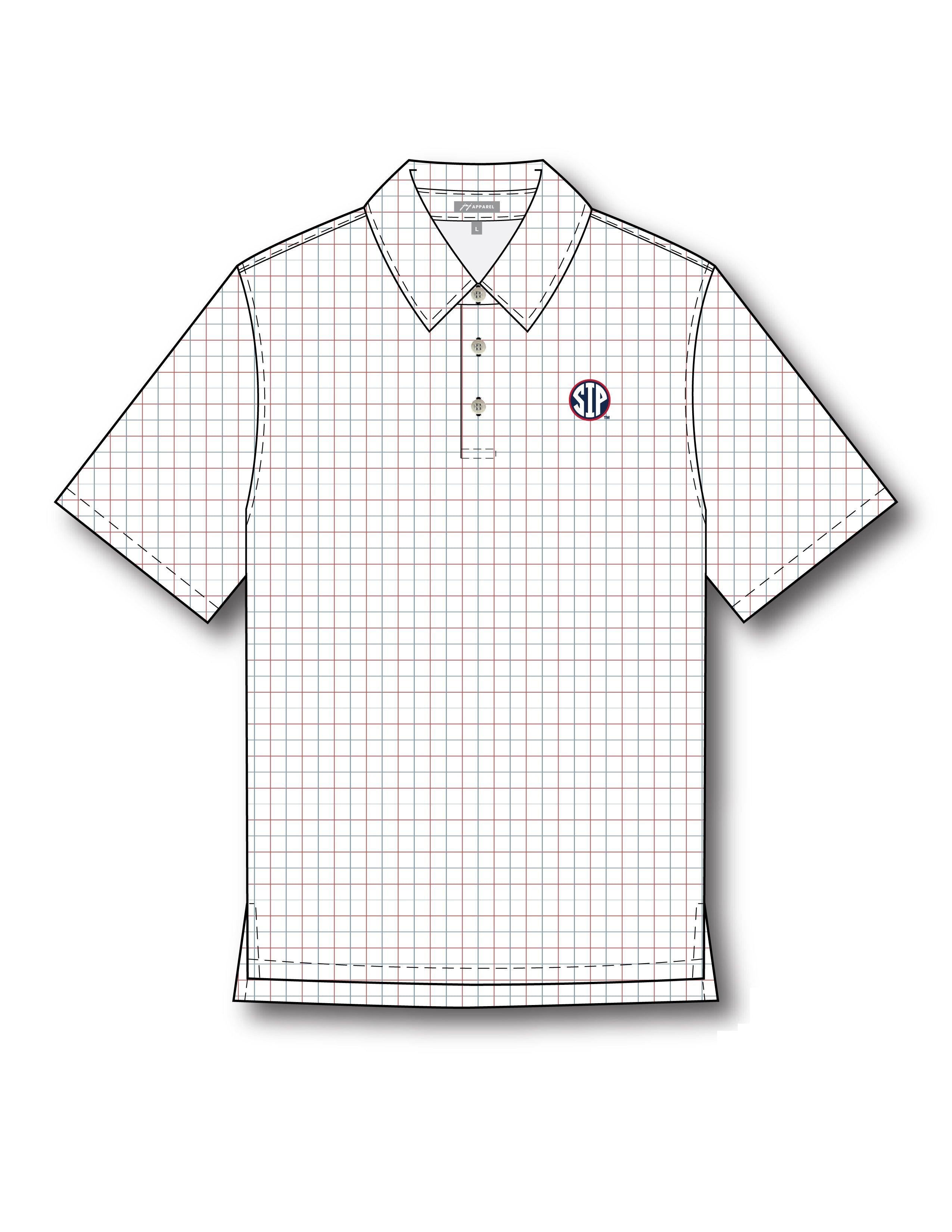 Ole Miss Windowpane Polo with the SIP Circle Logo embroidered on the left chest
