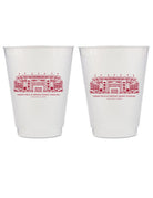 University of Alabama Frosted Cup with a Red illustration of Saban Field at Bryant-Denny Stadium