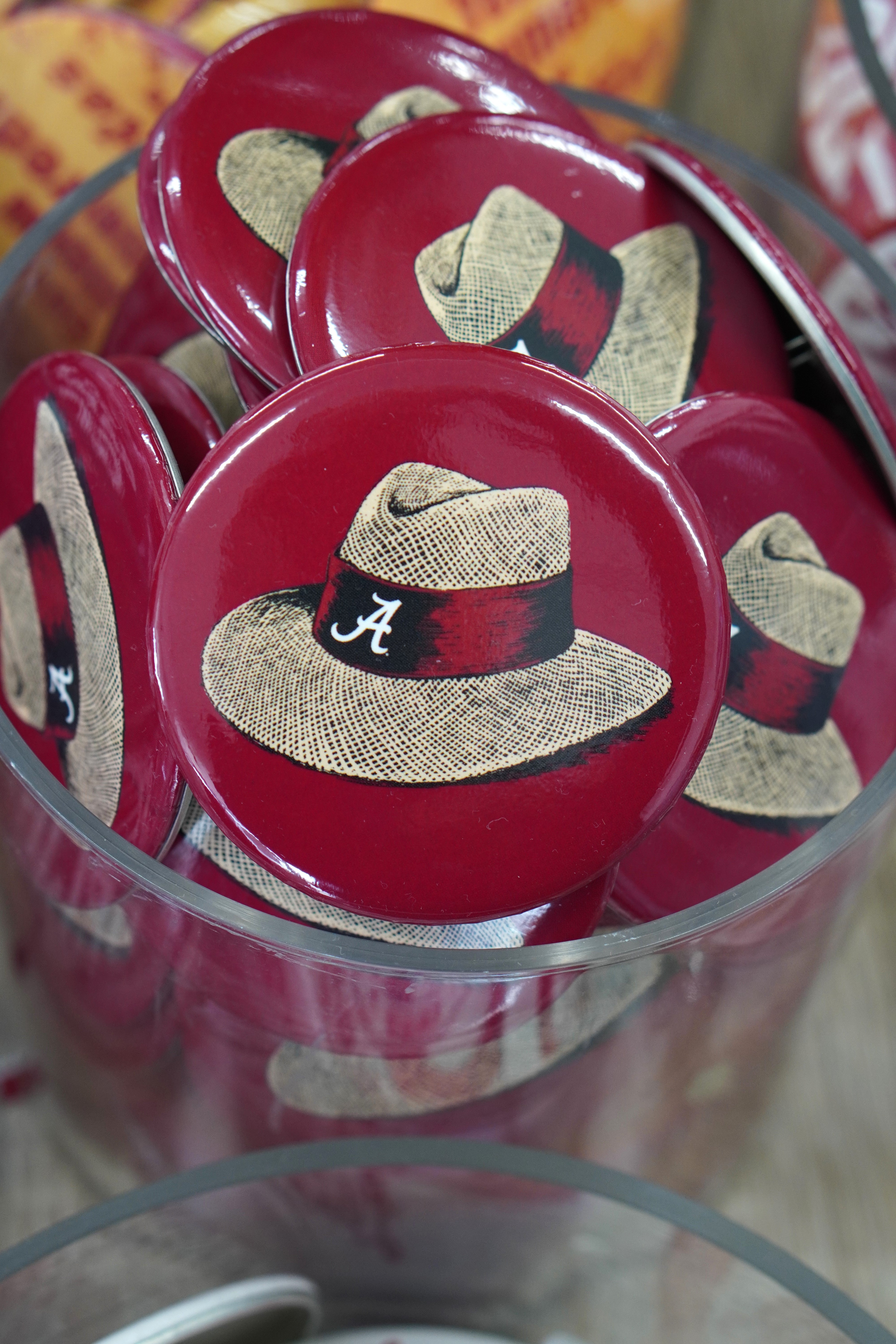 University of Alabama Red Button with Nick Saban's iconic straw hat