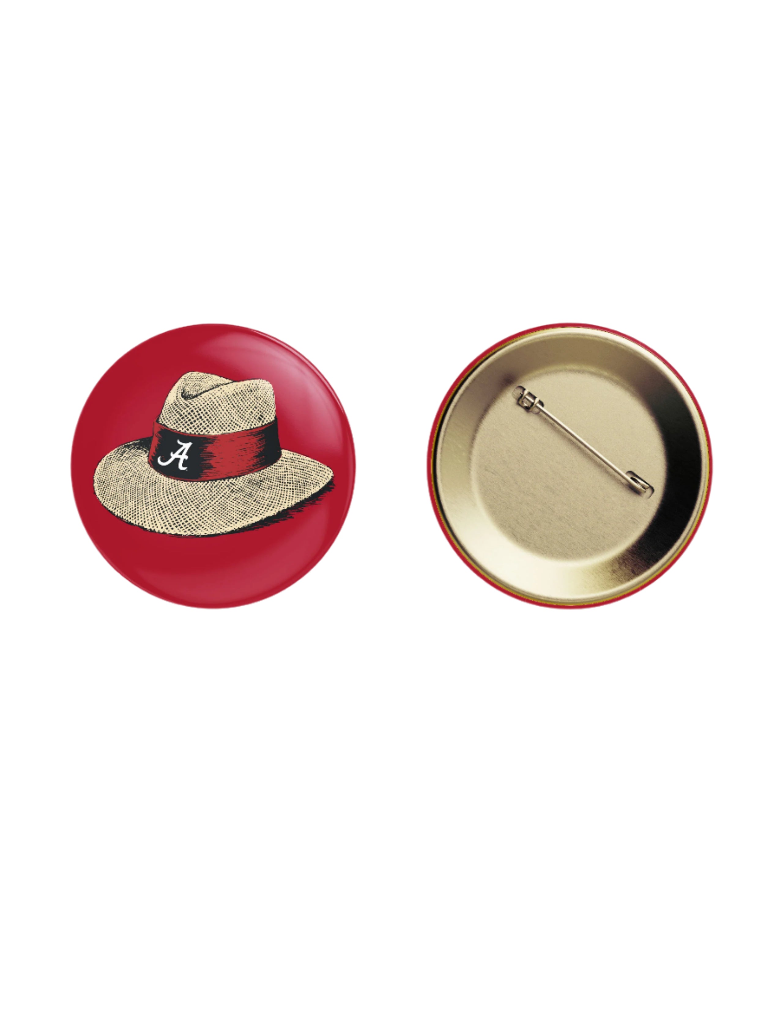 University of Alabama Red Button with Nick Saban's iconic straw hat
