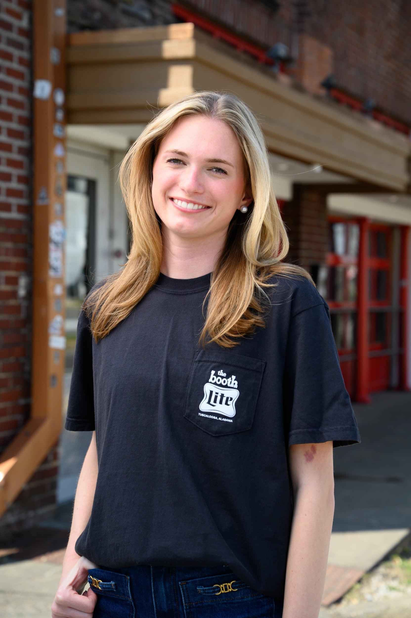 front pocket design featuring The Booth logo above the Miller Lite logo