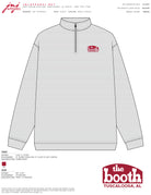 The Booth Light Blue Stripe Men’s Pullover with a Red The Booth Logo embroidered on the chest