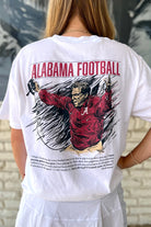 University of Alabama White The Philosophy T-Shirt featuring an illustration of Nick Saban coaching above text reading his philosophy