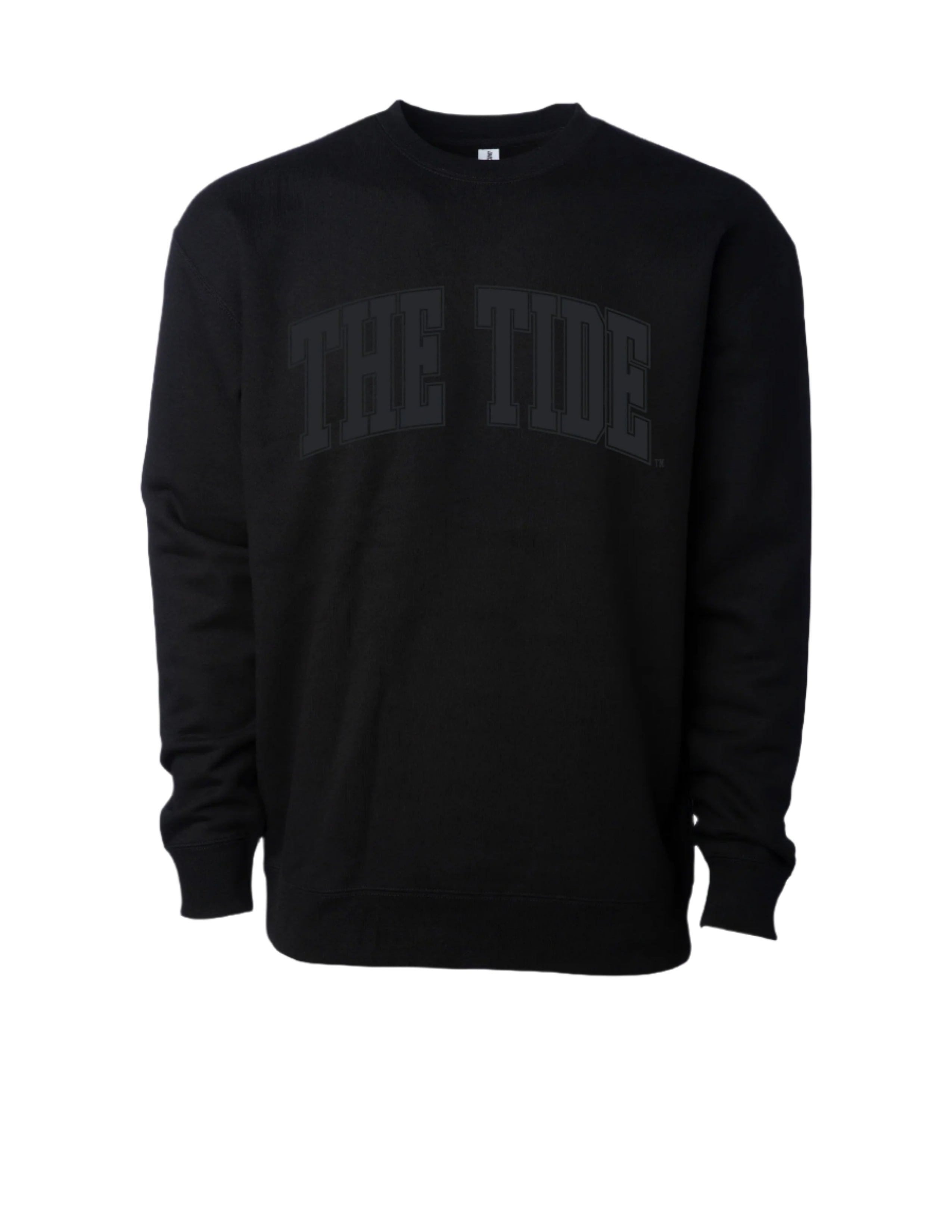 University of Alabama The Tide Varsity Ladies’ Black Independent Sweatshirt with an oversized The Tide print.