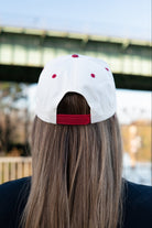 University of Alabama Cream and Red Snapback Hat featuring Red script "Tide" and Black "Hoops" embroidery