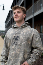 University of Alabama Camo Hoodie with Black print of the Vault A Logo