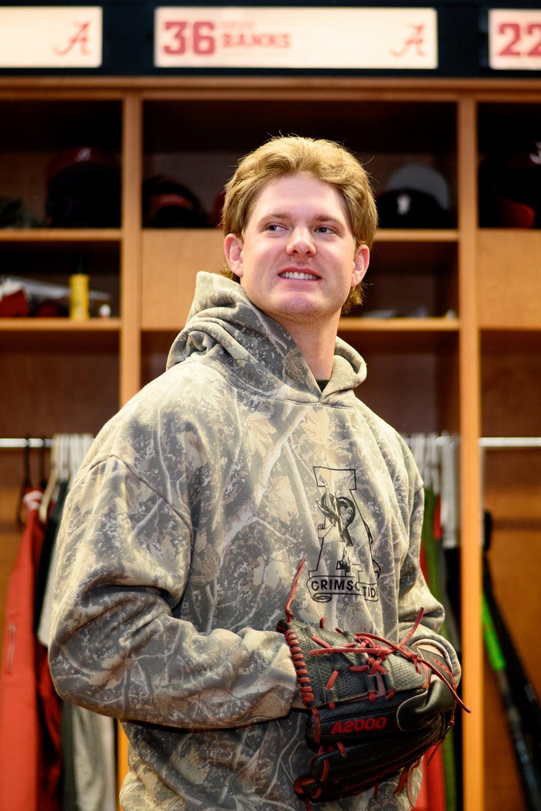 University of Alabama Camo Hoodie with Black print of the Vault A Logo