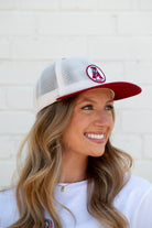 University of Alabama White and Crimson Hat with embroidery of the Vintage A Logo
