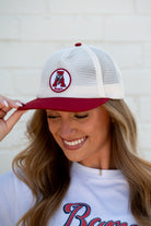 University of Alabama White and Crimson Hat with embroidery of the Vintage A Logo