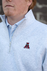 University of Alabama Light Grey 1/4 Zip with Vintage A Logo embroidery