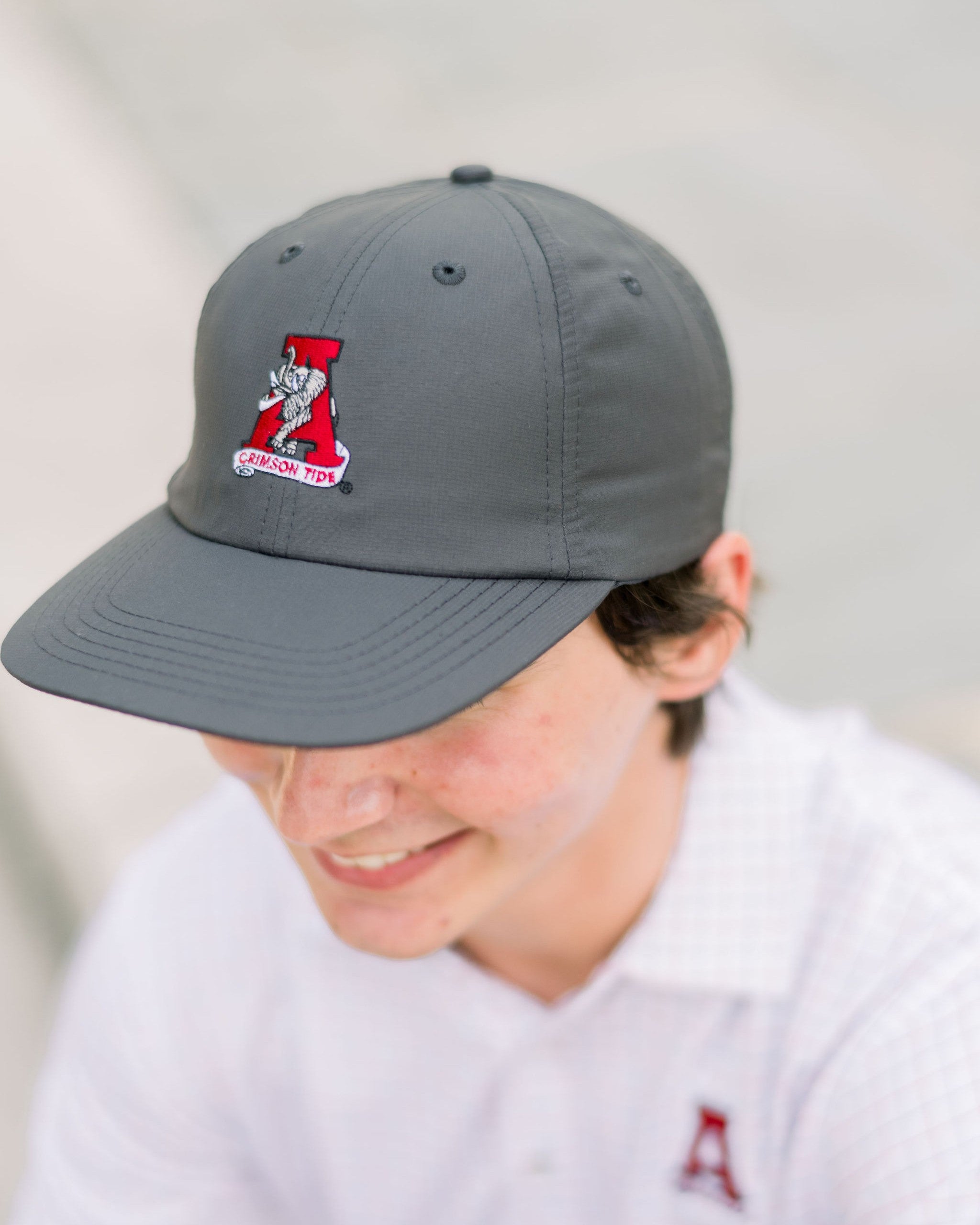 University of Alabama Grey Flat bill Hat with a Vintage A Logo patch