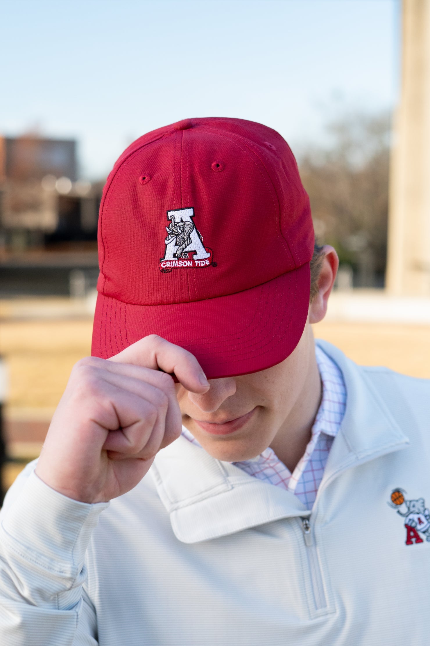 University of Alabama Red Flat bill Hat with a Vintage A Logo patch