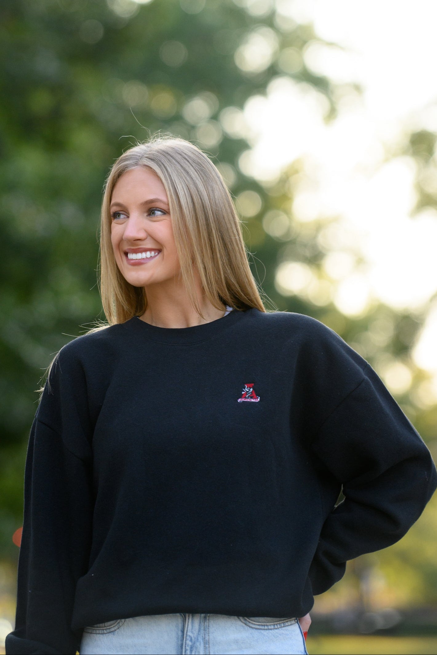 University of Alabama Black Sweatshirt with an embroidered Vintage A logo