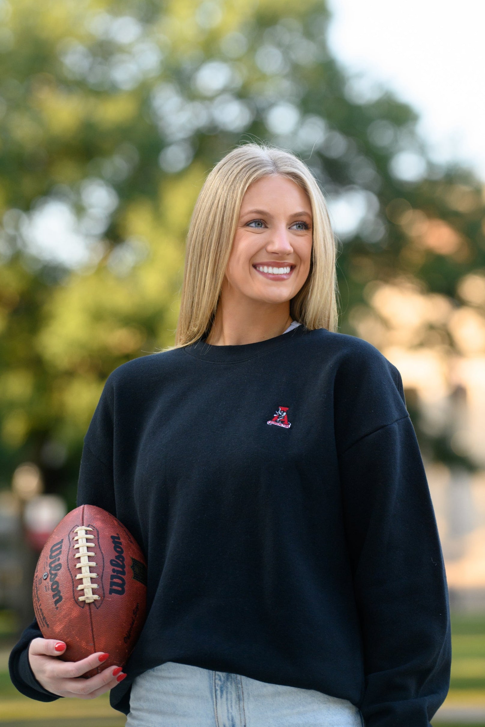 University of Alabama Black Sweatshirt with an embroidered Vintage A logo