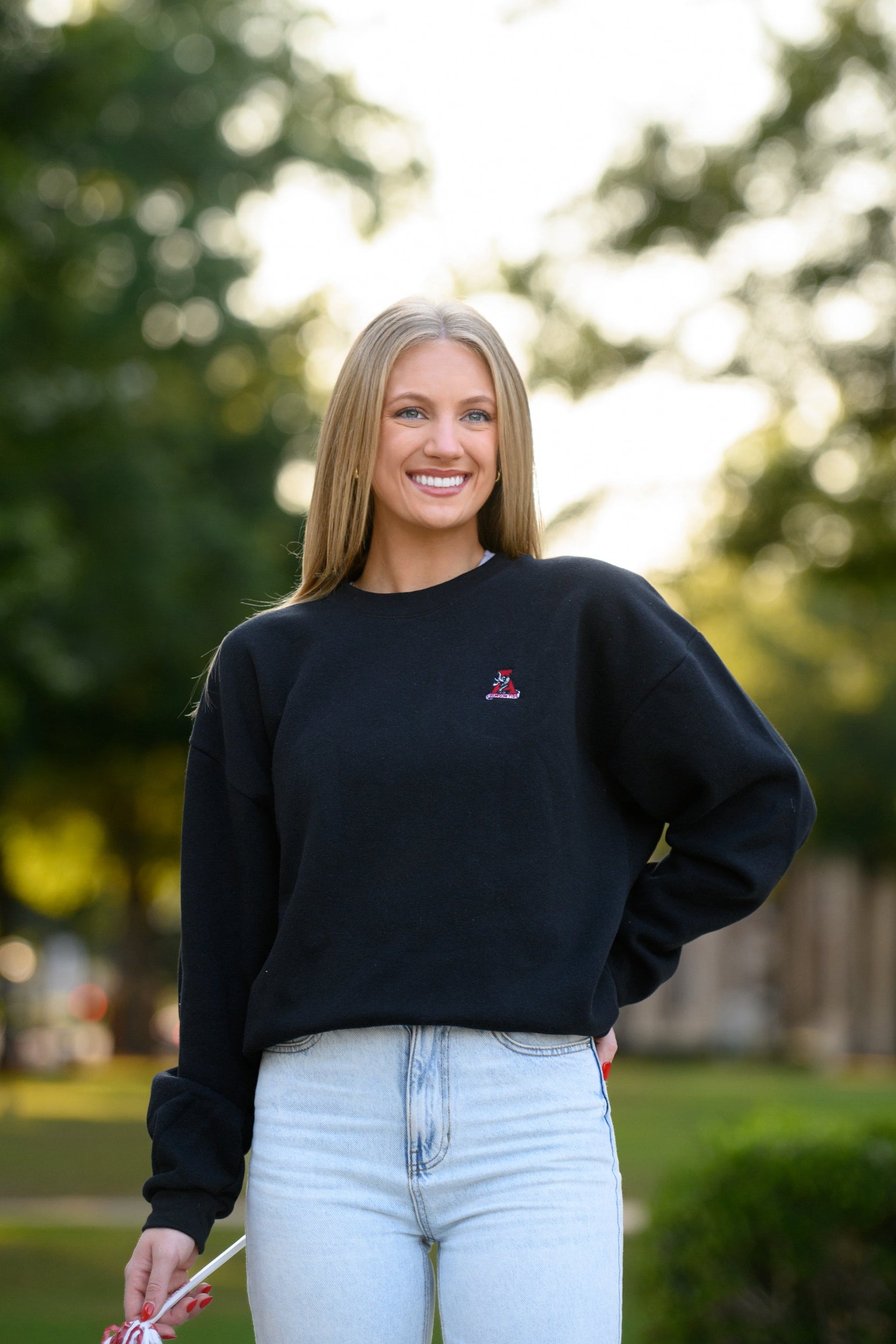 University of Alabama Black Sweatshirt with an embroidered Vintage A logo