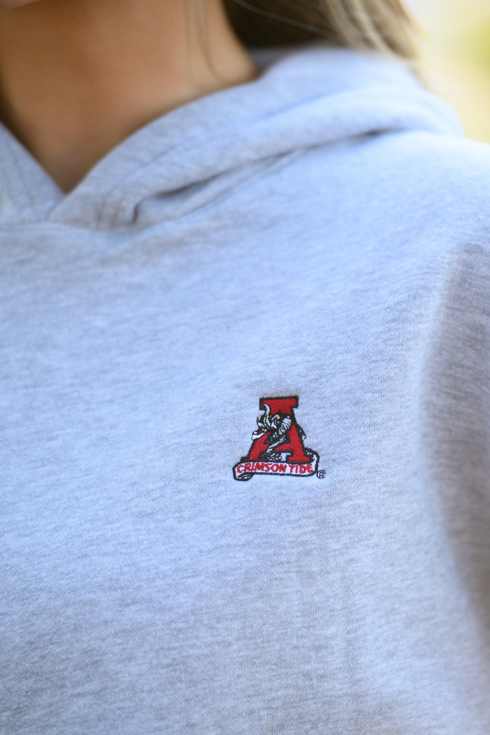 University of Alabama Heather Grey Hoodie with Vintage A Logo embroidery