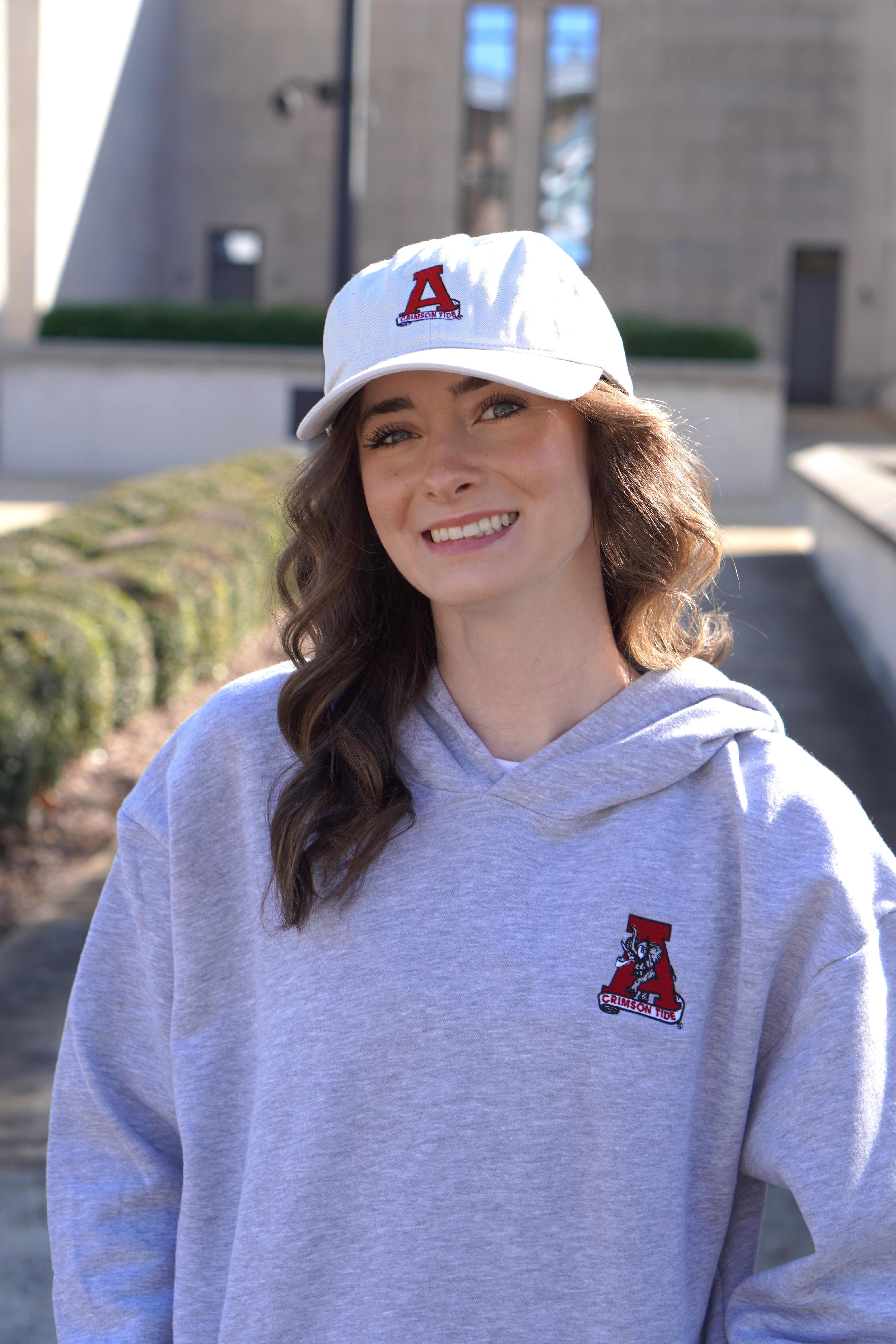 University of Alabama Heather Grey Hoodie with Vintage A Logo embroidery