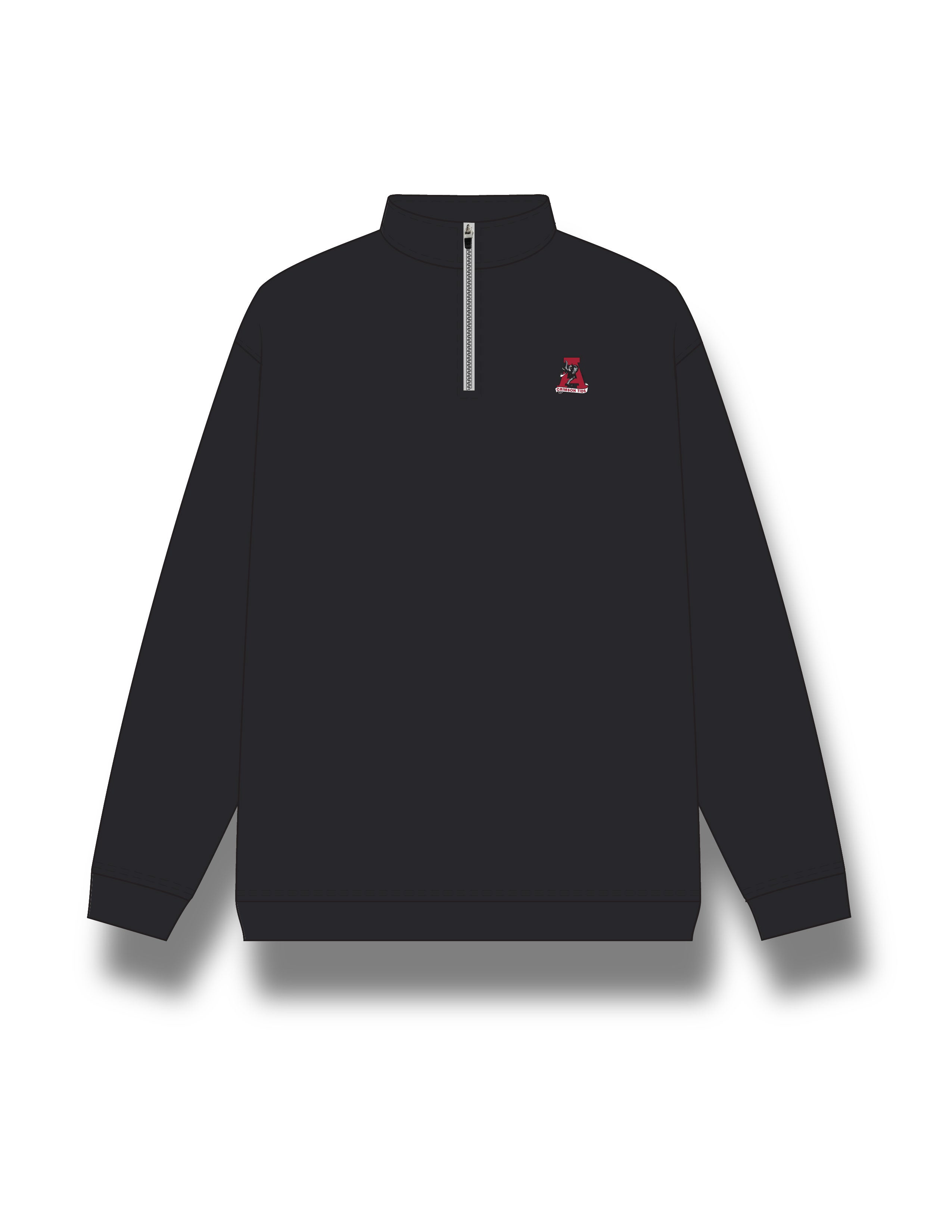 University of Alabama Black ¼ Zip Performance Pullover with Vintage A logo embroidery