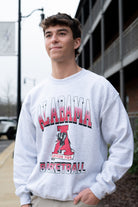 University of Alabama Light Grey Sweatshirt with the Vintage A logo between text "Alabama Basketball"