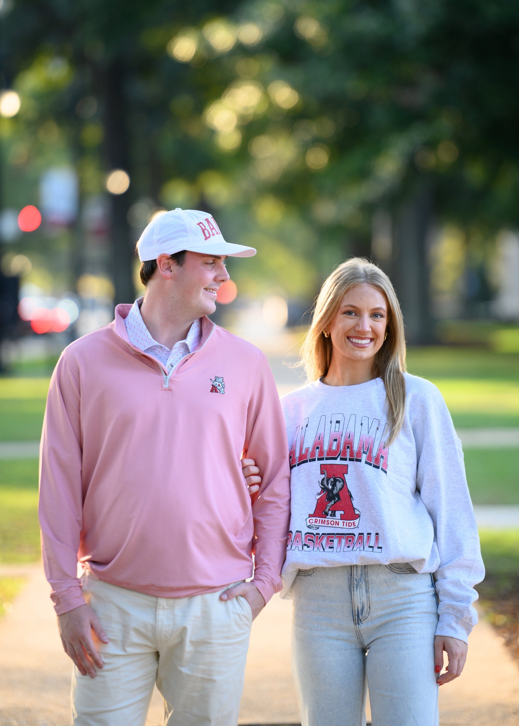 University of Alabama Light Grey Sweatshirt with the Vintage A logo between text "Alabama Basketball" 