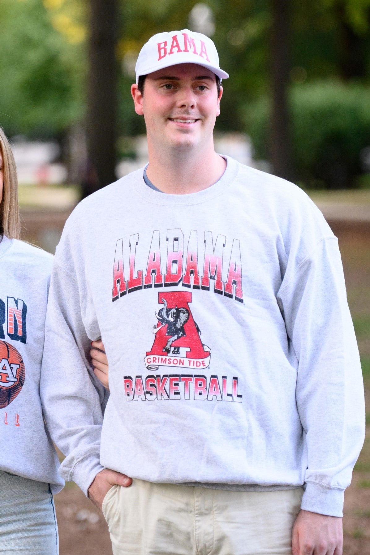 University of Alabama Light Grey Sweatshirt with the Vintage A logo between text "Alabama Basketball"
