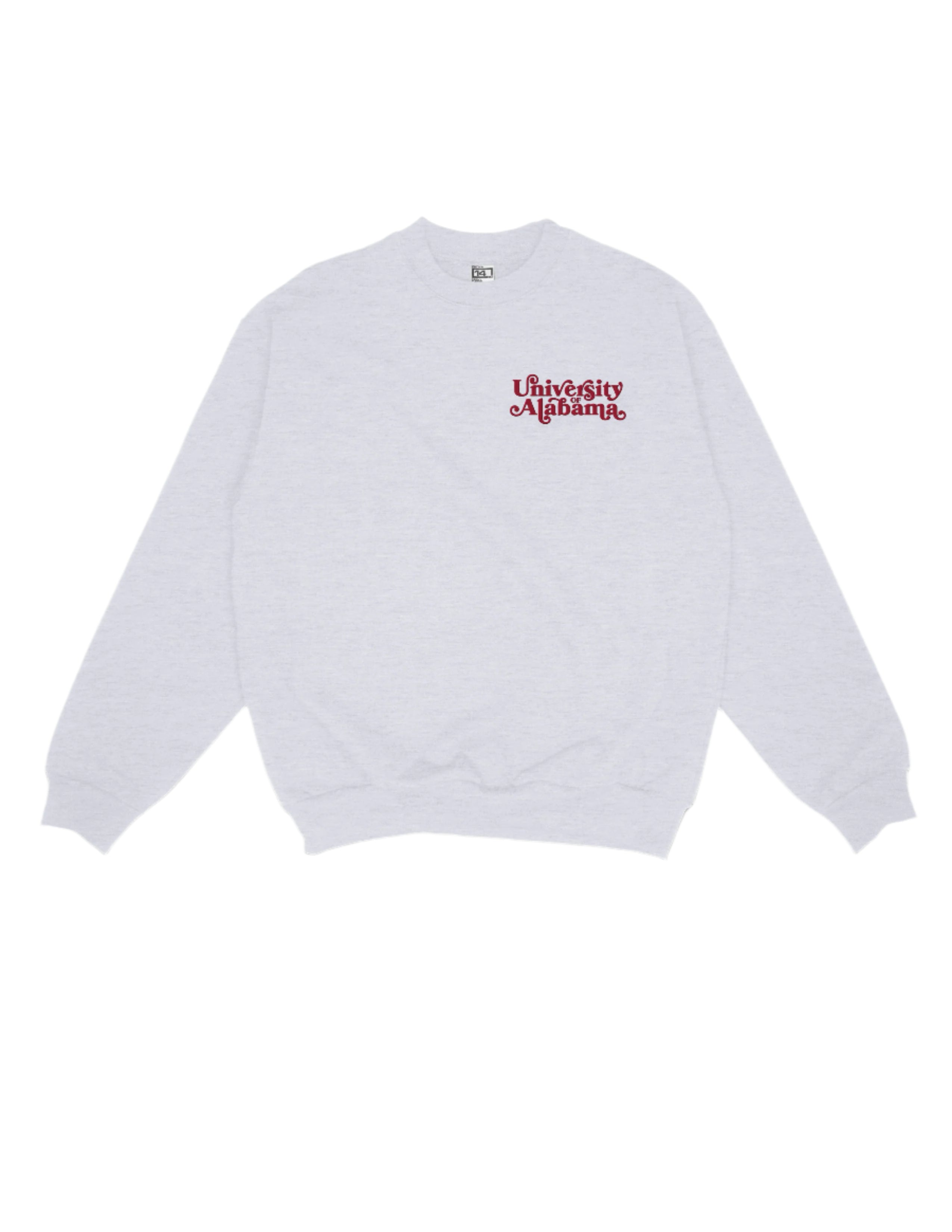 University of Alabama Grey Ladies' Crewneck with Red "University of Alabama" embroidery