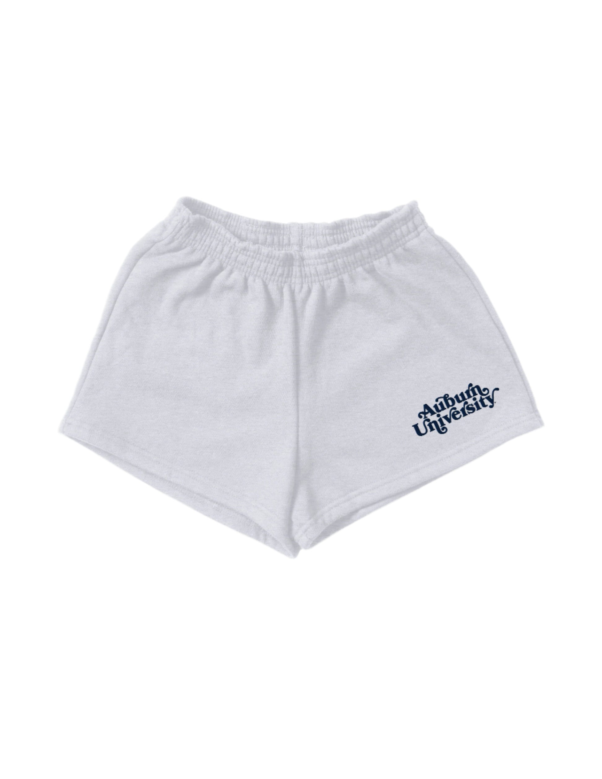 Auburn University Grey Ladies’ Shorts with Navy "Auburn University" embroidery