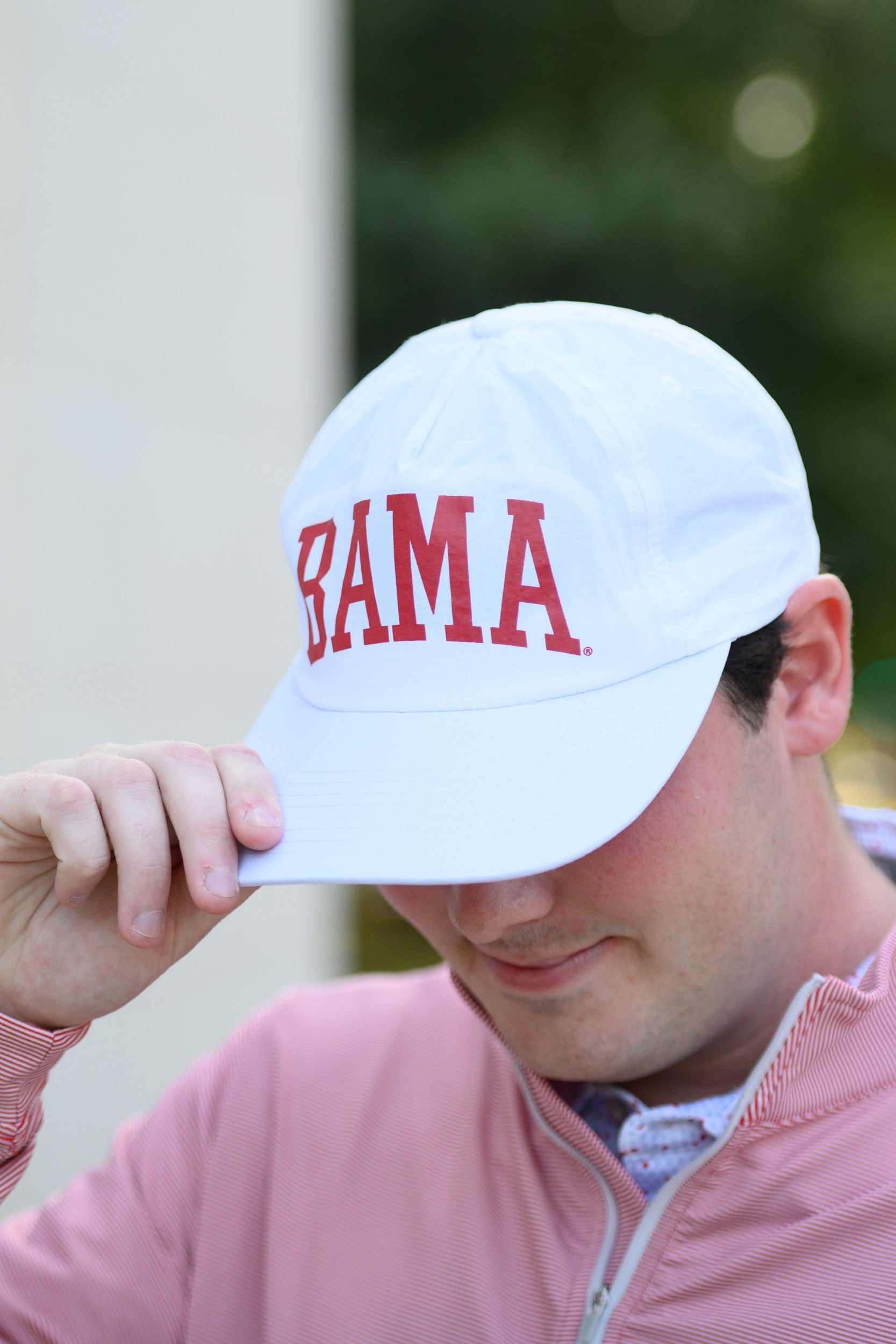 University of Alabama White Hat with Red text "BAMA"