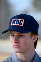 Auburn University Blue Snapback Hat featuring a White patch with Navy letters "WDE"