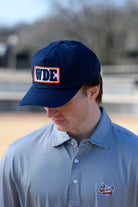 Auburn University Blue Snapback Hat featuring a White patch with Navy letters "WDE"