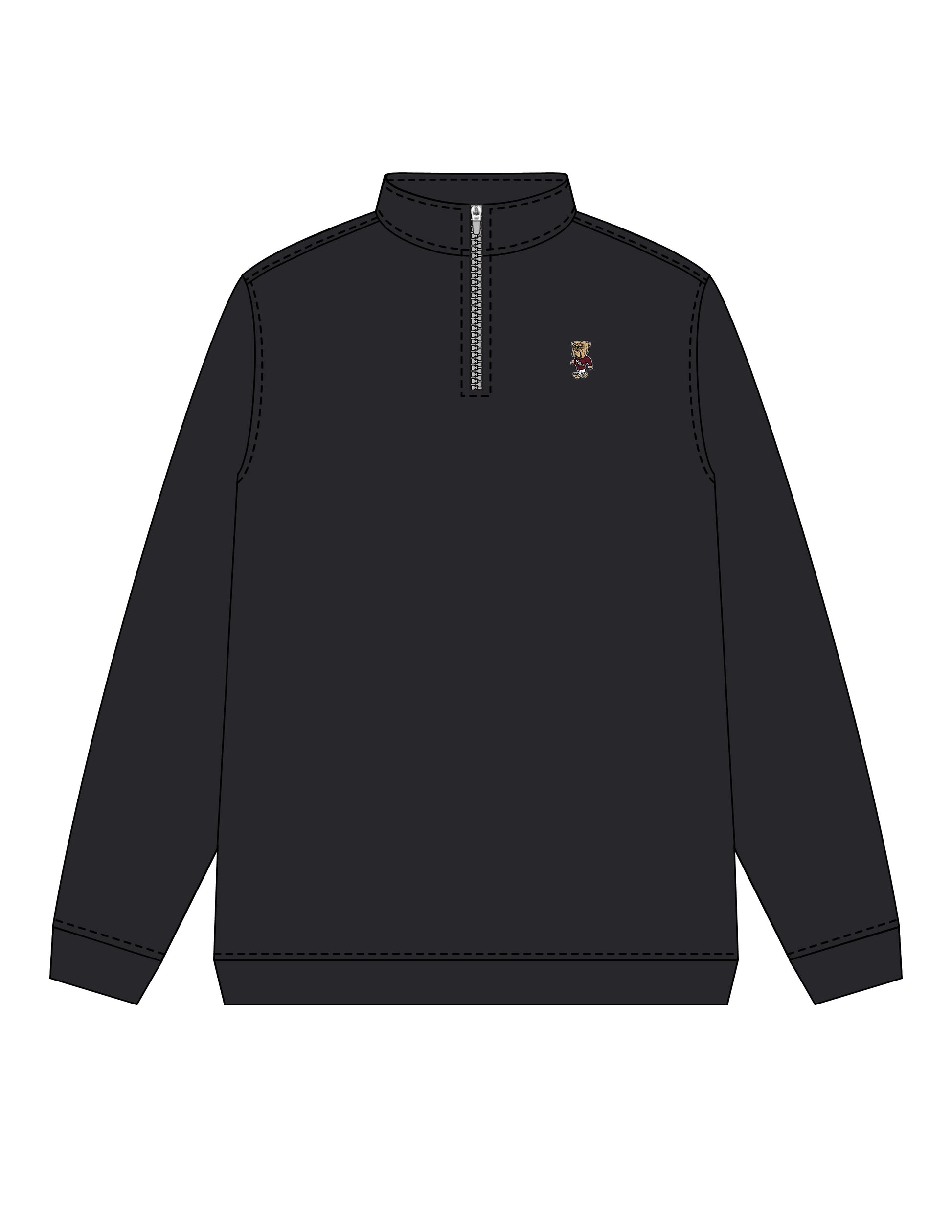 Mississippi State Black Performance Pullover with Walking Bully Logo Embroidery