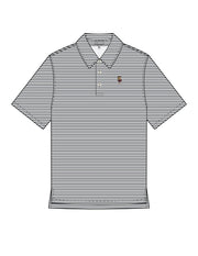 Mississippi State Men’s Grey Stripe Polo with Walking Bully Logo Embroidery